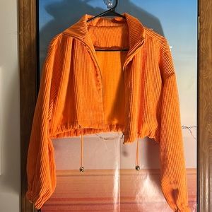 corduroy cropped zip-up & jogger set<3